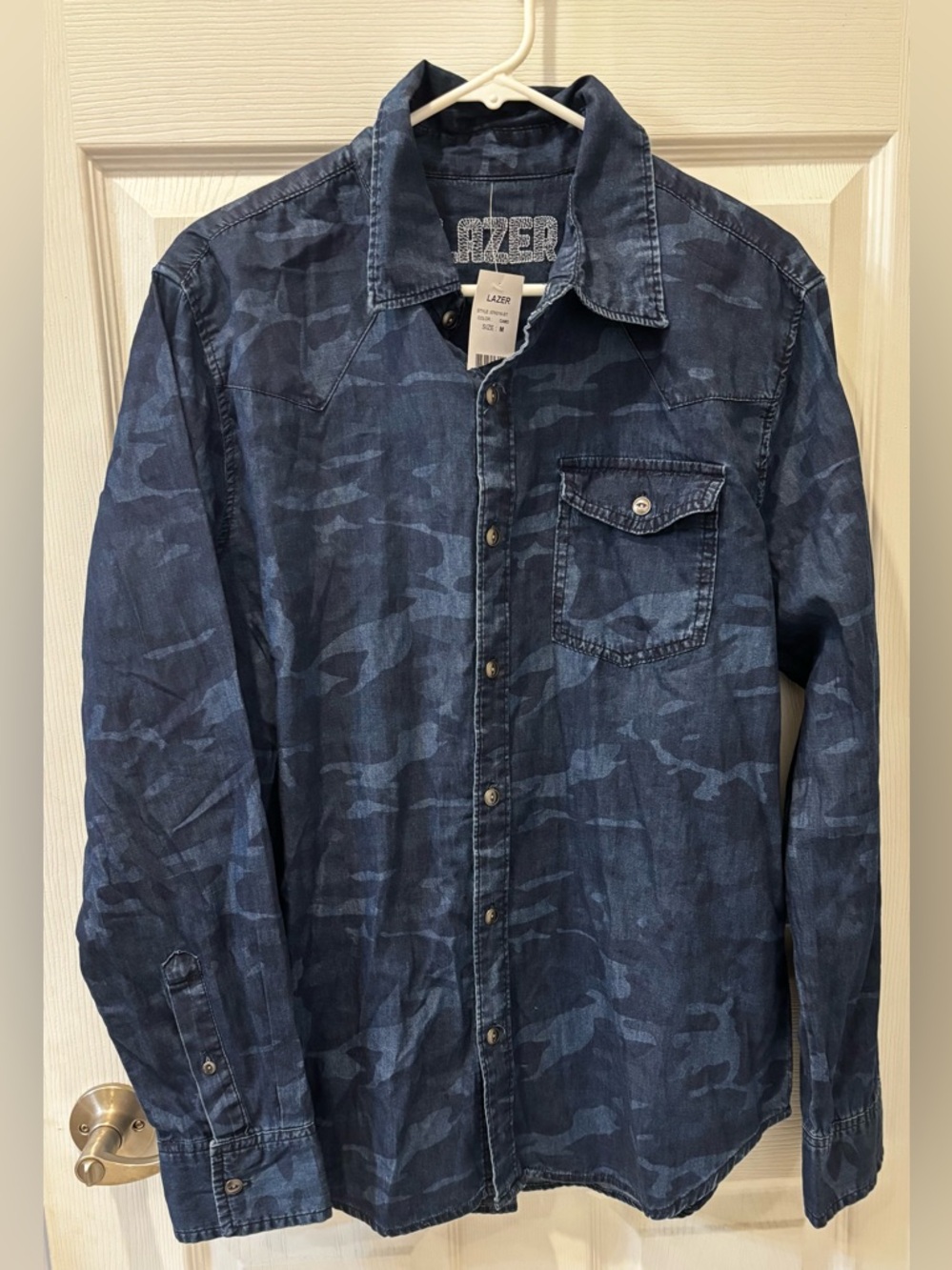Lazer Indigo Camo Button-Up Shirt